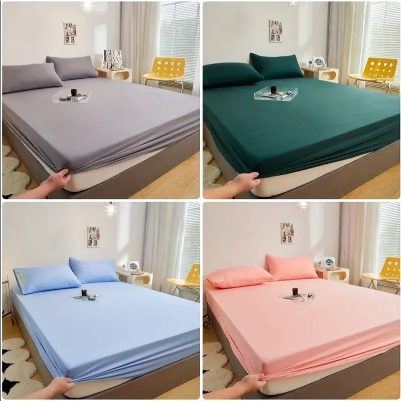 Jogo de Lençol Cama Casal Queen Kit 03 Peças Liso C/ Elástico Várias Cores Promoção