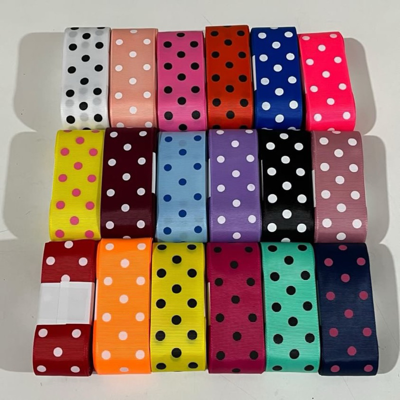 Fita Gorgurão Estampada Bolinha 38mm com 10 Metros em Oferta na Shopee