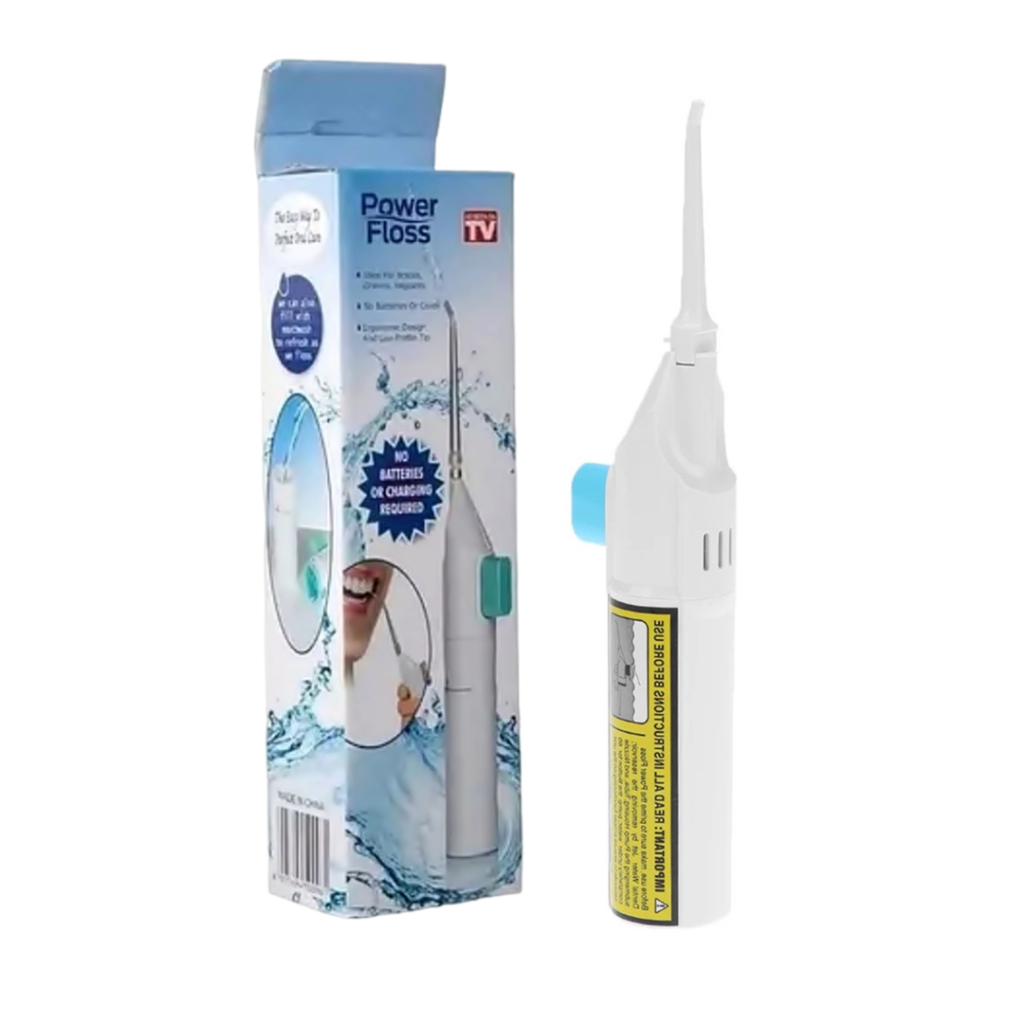 Irrigador Bucal Power Floss Jato de Água Limpeza Oral Manual Sem Pilhas