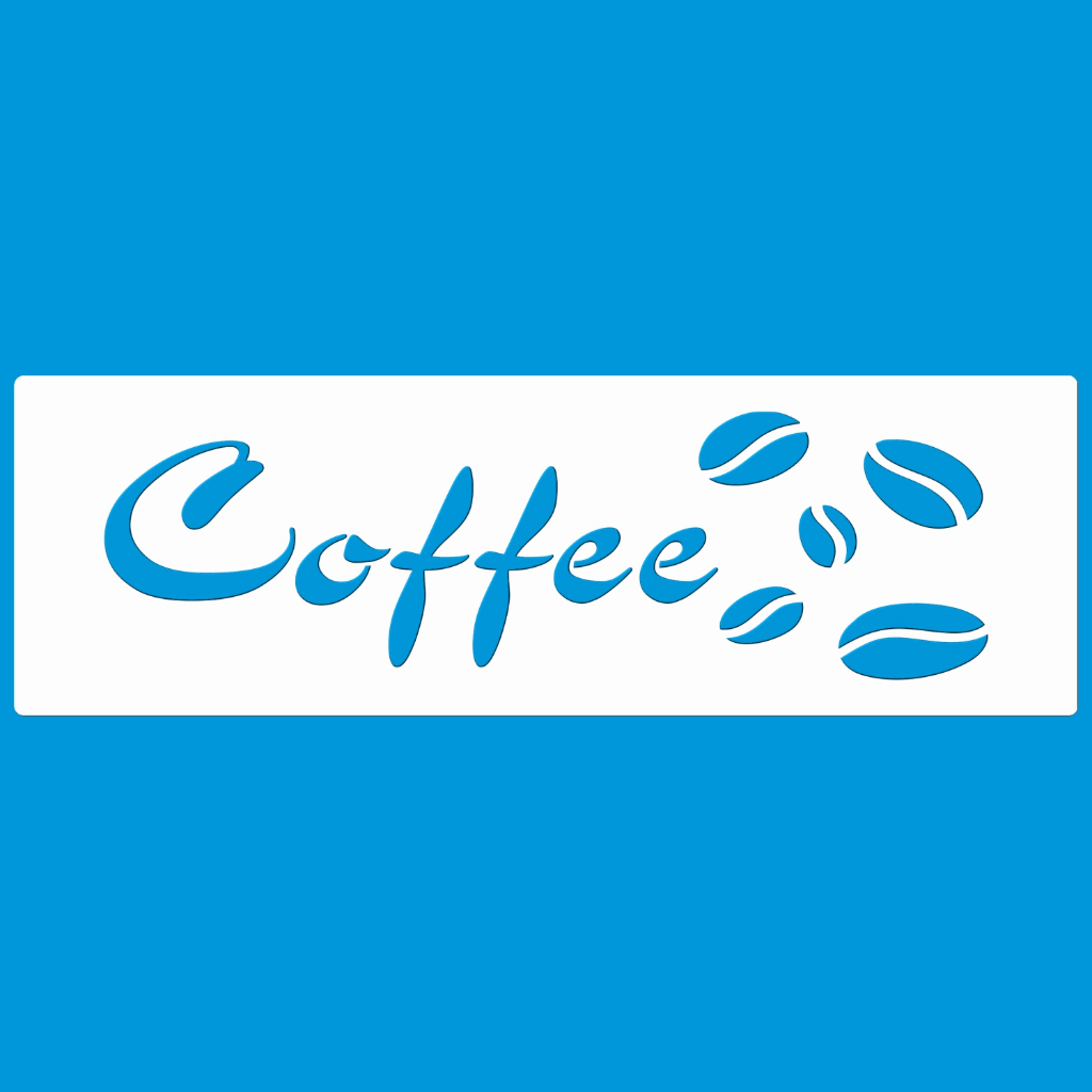 STENCIL 8 x 25 PALAVRA COFFEE MOLDE VAZADO PINTURA TECIDO MDF MADEIRA PAREDE CAMISETA PANO PRATO em Oferta na Shopee