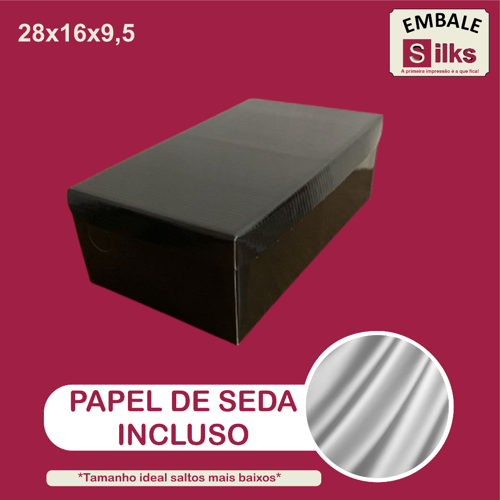 CAIXAS PARA CALÇADOS 28x16x9,5 COM BRINDE DE PAPEL DE SEDA – FÁCIL MONTAGEM 30 - 100 caixas em Oferta na Shopee