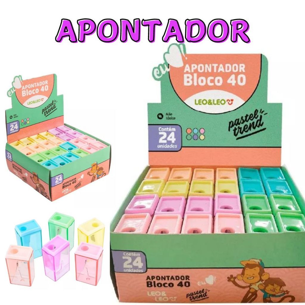 Apontador com Depósito Cores Pastel - Leo & Leo 6/12/24