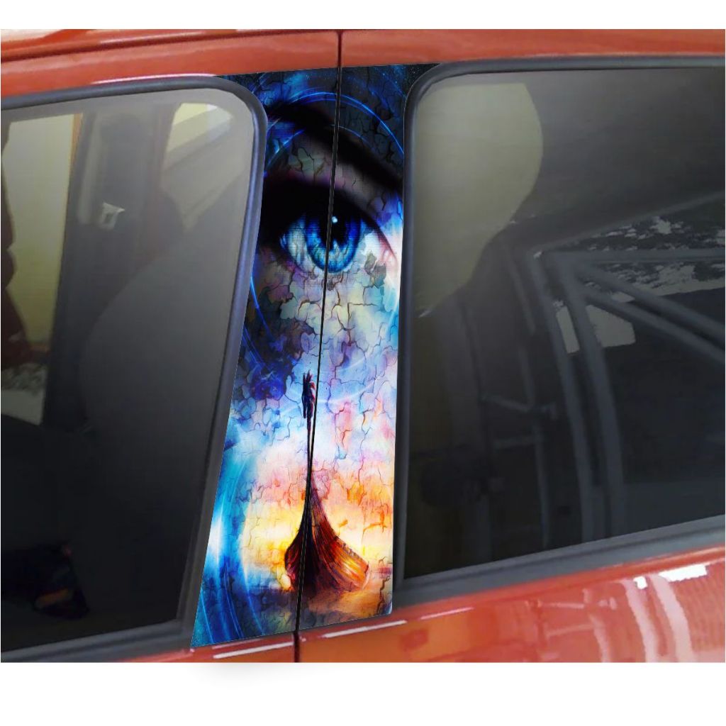 Kit 2 Adesivo Coluna De Carro com Pelicula de Proteção OLHO QUE TUDO VÊ ESOTÉRICO MISTICO NOVA ONDA