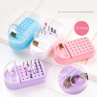 Kit Organizador + Escovinha Limpadora de Brocas de Unhas Diamantada Cerâmica Tungstênio