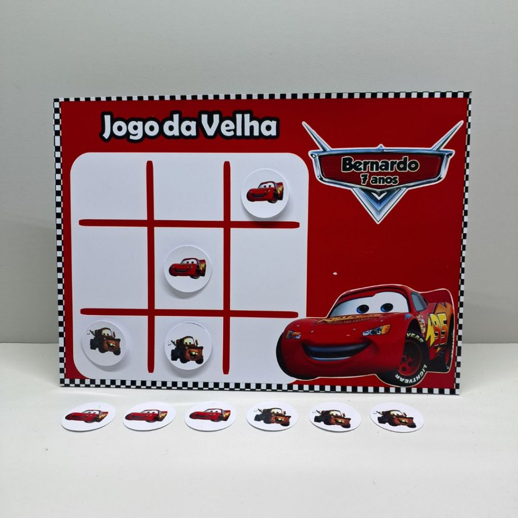Jogo da Velha Personalizado Carros / Lembrancinha de Aniversário Personalizada / Lembrancinha Personalizada