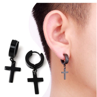 Brinco de Cruz Pingente Masculino Feminino Aço Inoxidável Antialergico Cirurgico com Crucifixo