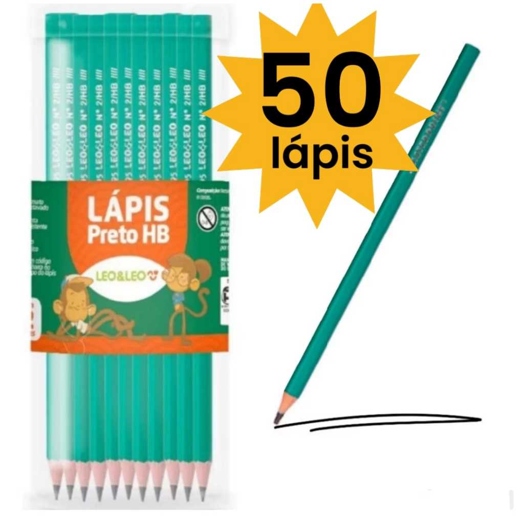 Kit 50 lápis de Escrever Nº2 Preto Mais Barato 50 Unidades Lapis Escolar Estudos