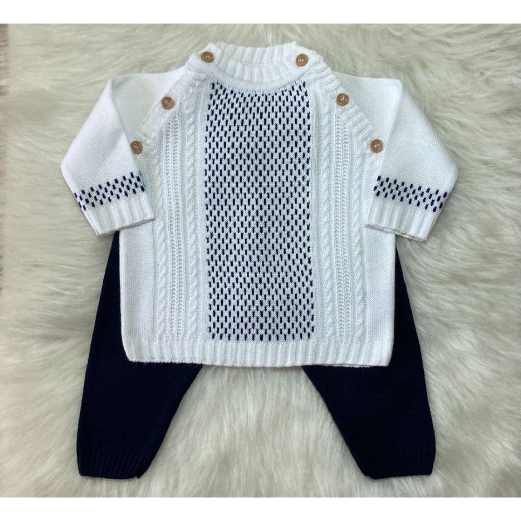 Saída maternidade menino, blusa duas cores raglan com calça, Roupa de bebe tricô.