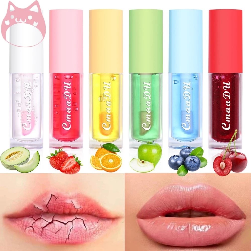 CmaaDu 6-Cores Com Sabor De Fruta Esmalte Labial Mudança De Cor Hidratante E Batom HGF CmaaDu 6 Cores Brilho Labial
