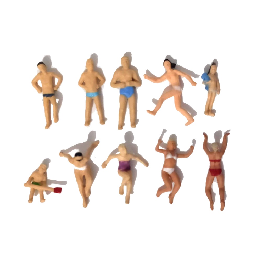 10 Figuras Banhista 1:87 / 1:100 H=2cm, Miniatura / Natação 1/87 PISCINA praia