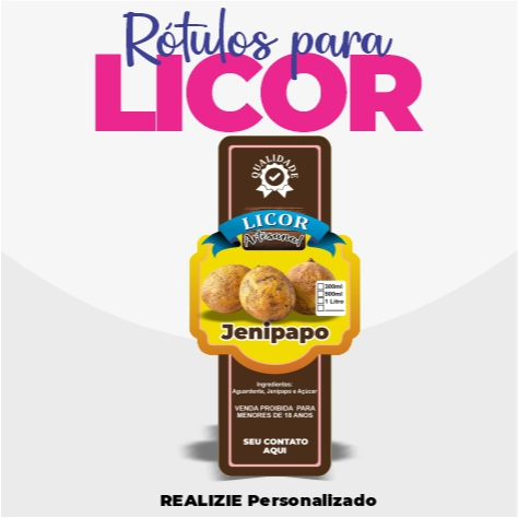 Adesivo para Licor JENIPAPO 15 und 12x6cm