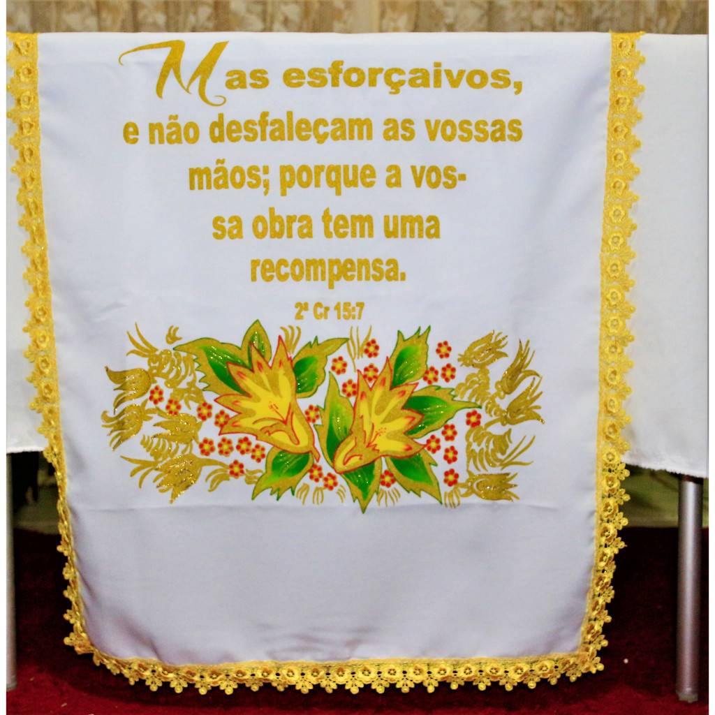 Toalha De Púlpito Decoração Para Santa Ceia Branca ##!