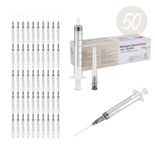 Seringa 3ml Luer Slip + Agulha 25x7 - Caixa C/ 50 Unidades em Oferta na Shopee