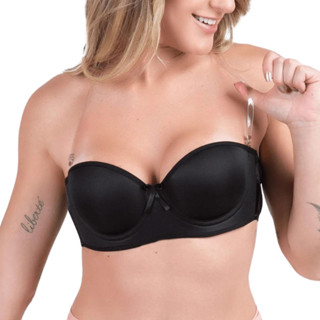 Sutiã Alça de Silicone Removível Ajustável Sutiã Bustiê Pala Reta Tomara Que Caia Bojo Meia Taça em Oferta na Shopee