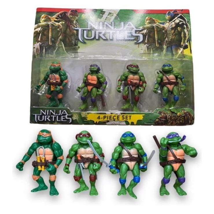 Kit 4 Bonecos Tartarugas Ninjas+ Acessórios 12 Cm Articulado