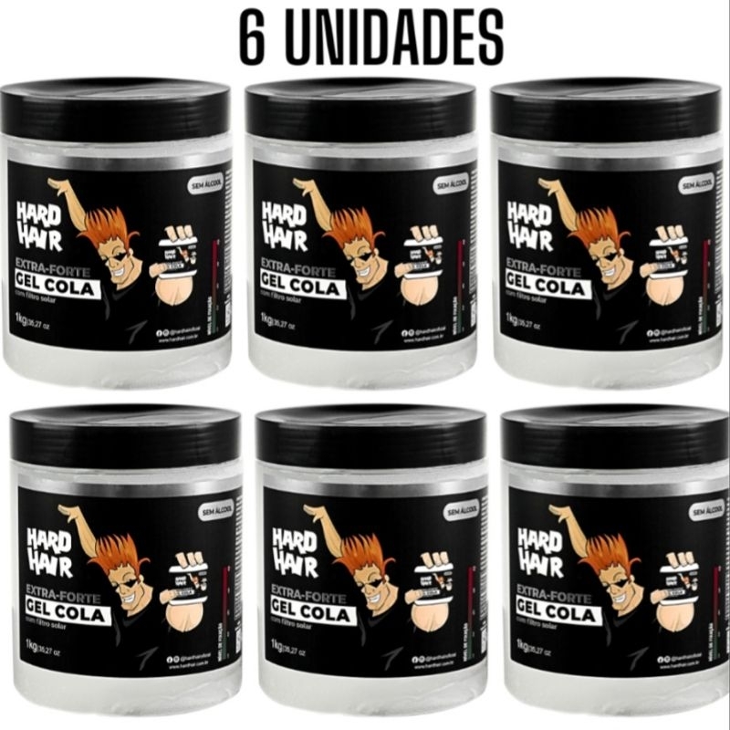 Gel cola hard hair 1kg - 6 unidades em Oferta na Shopee