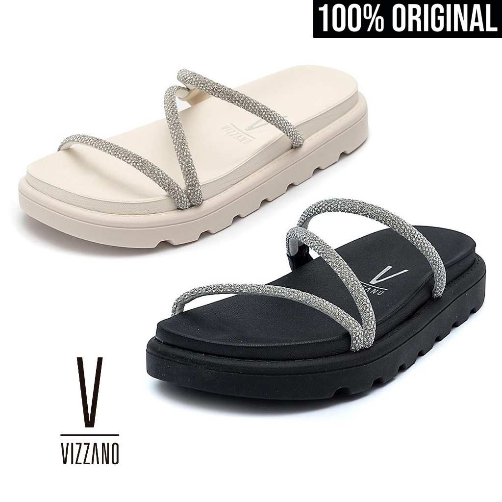 Papete Feminina Birken Vizzano Salto Tratorado Off White Pedrinhas Brilho Strass Confort Original em Oferta na Shopee