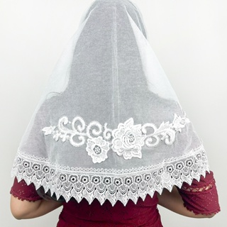 Véu Ccb Congregação Cristã Com Aplique Renda Guipir Média (modelo Clarice) em Oferta na Shopee