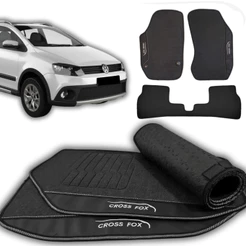 Tapete Para Crossfox 2014 2015 a 2020 2021 Linha Premium Impermeável 3 Peças Emborrachado cor Preta
