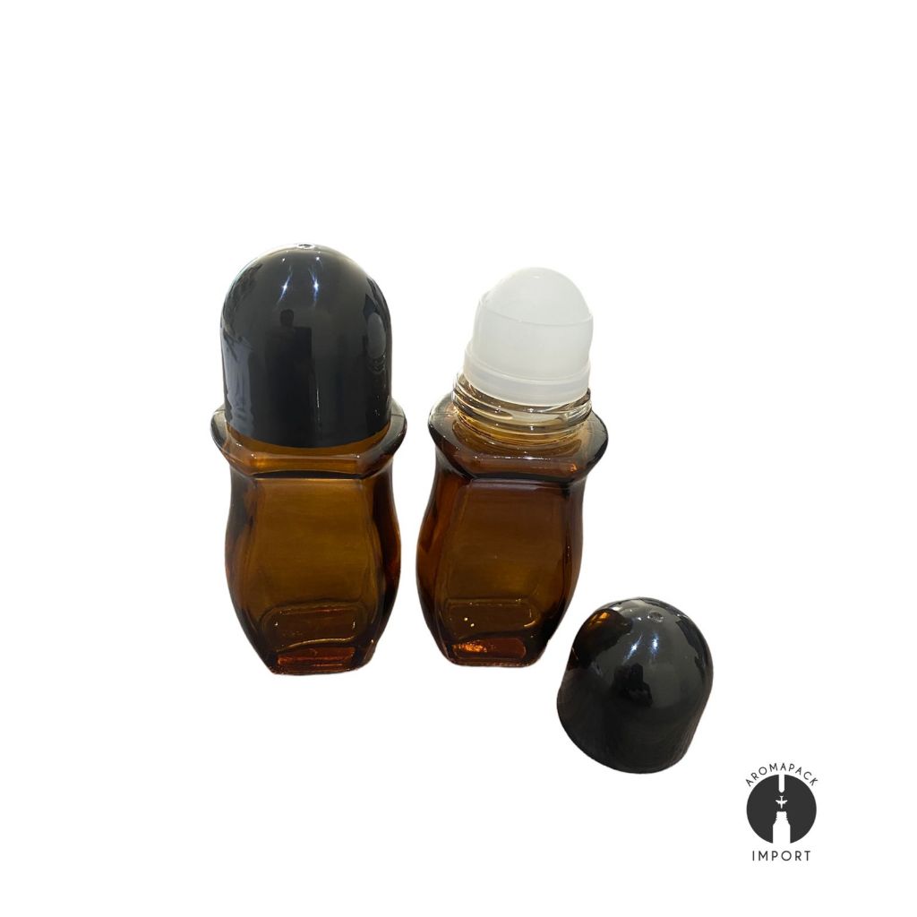 10 Frascos vidro âmbar 50ml desodorante com esfera rollon plástica