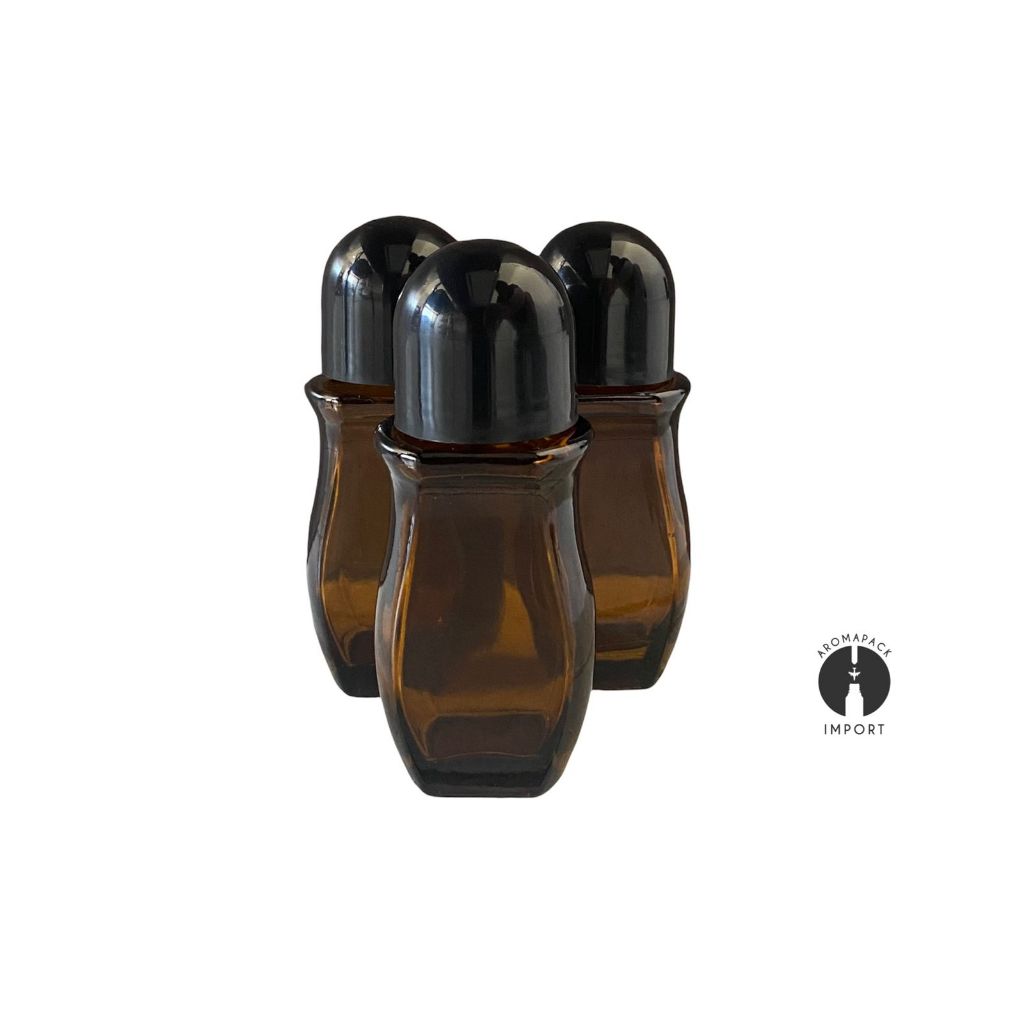 01 Frasco vidro âmbar 50ml desodorante com esfera rollon plástica — imagem 2 de 2