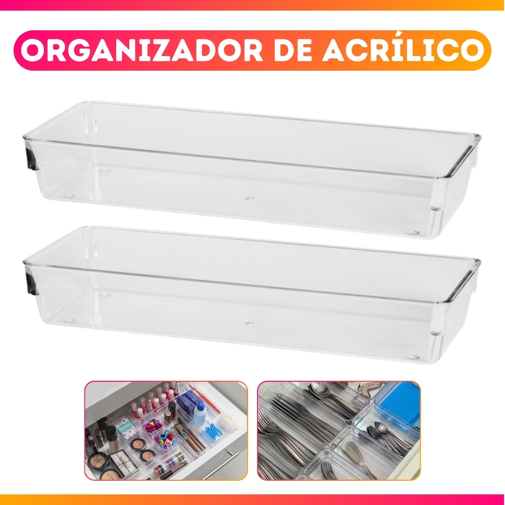 Kit 1/2/3 Organizador Acrílico Fumê Empilhável Cozinha Gaveta Escritório Ideal Para Maquiagem em Oferta na Shopee