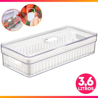 Organizador De Geladeira Com Escorredor E Tampa 3,6 Litros em Oferta na Shopee