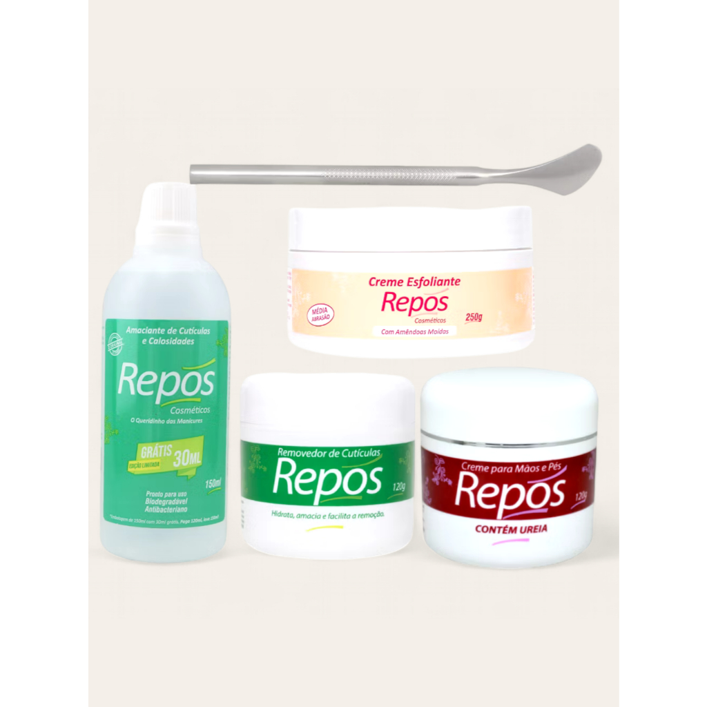 KI t SPA Dos Pés Repós Amaciante de Cutículas 150ml + Creme Removedor + Ureia 120gr + Esfoliante 250g + Espátula 222