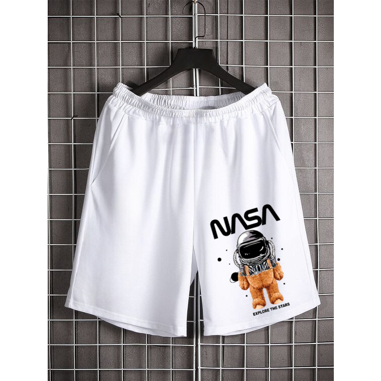 Bermuda Short Moletom Urso Nasa Shortinhos Flanelados Tecido Premium Moda Masculina