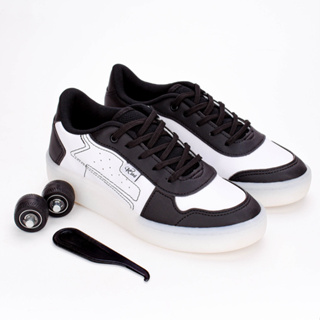 Tênis Infantil Menino Kidy De Rodinha Com Luzes Led Preto Branco Divertido Estiloso em Oferta na Shopee