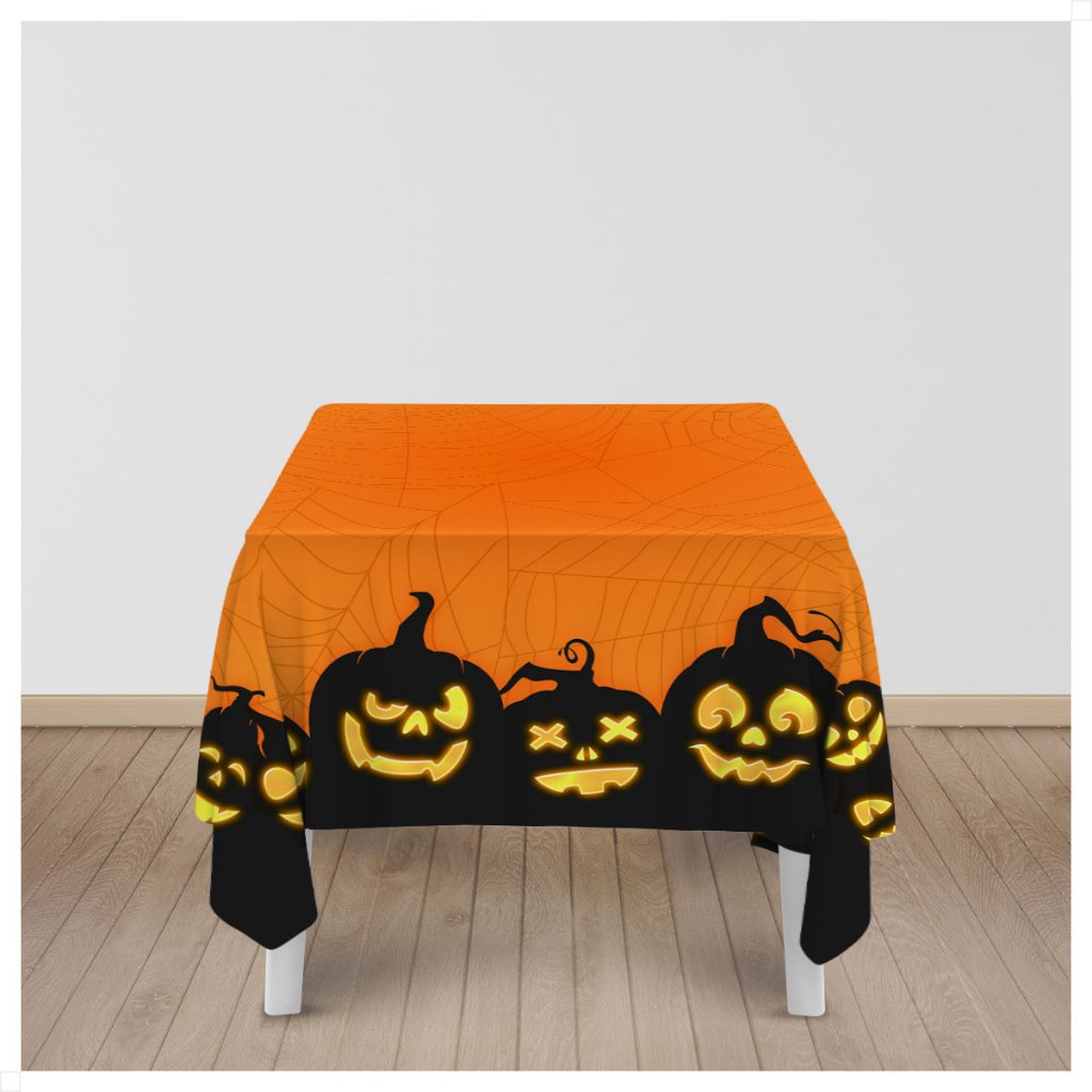 Toalha de Mesa Festa Decoração Halloween Dia Das Bruxas Em Tecido Sublimado 1,50x1,50m