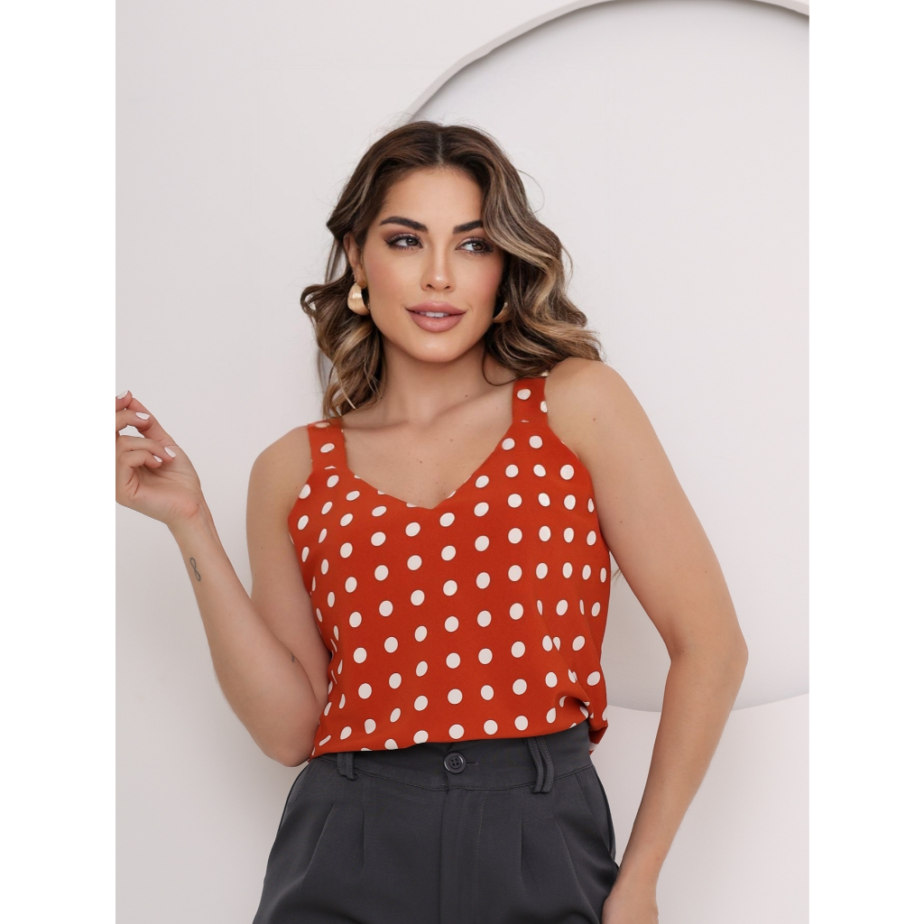 Regata cIassica  de bolinhas moda verao moda 2024 /O tecido é muito amigo da pele, acredito que você vai gostar em Oferta na Shopee