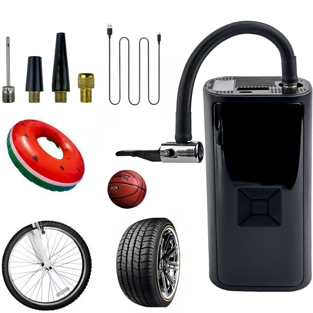 Bomba compressor para Encher Pneu para Carro - Moto - Bike - Bola Digital.