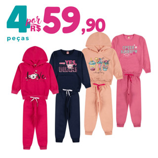 Roupa Infantil Menina Kit 4 peças de Roupa menina Conjunto Infantil Menina Moletom