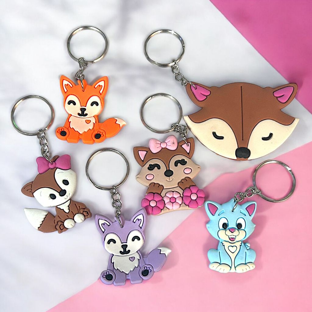 Kit Chaveiro Personalizado Emborrachado Raposa Raposinha 10un/20un/30un Atacado Mimo Lembrancinha Festa Temática Chaves