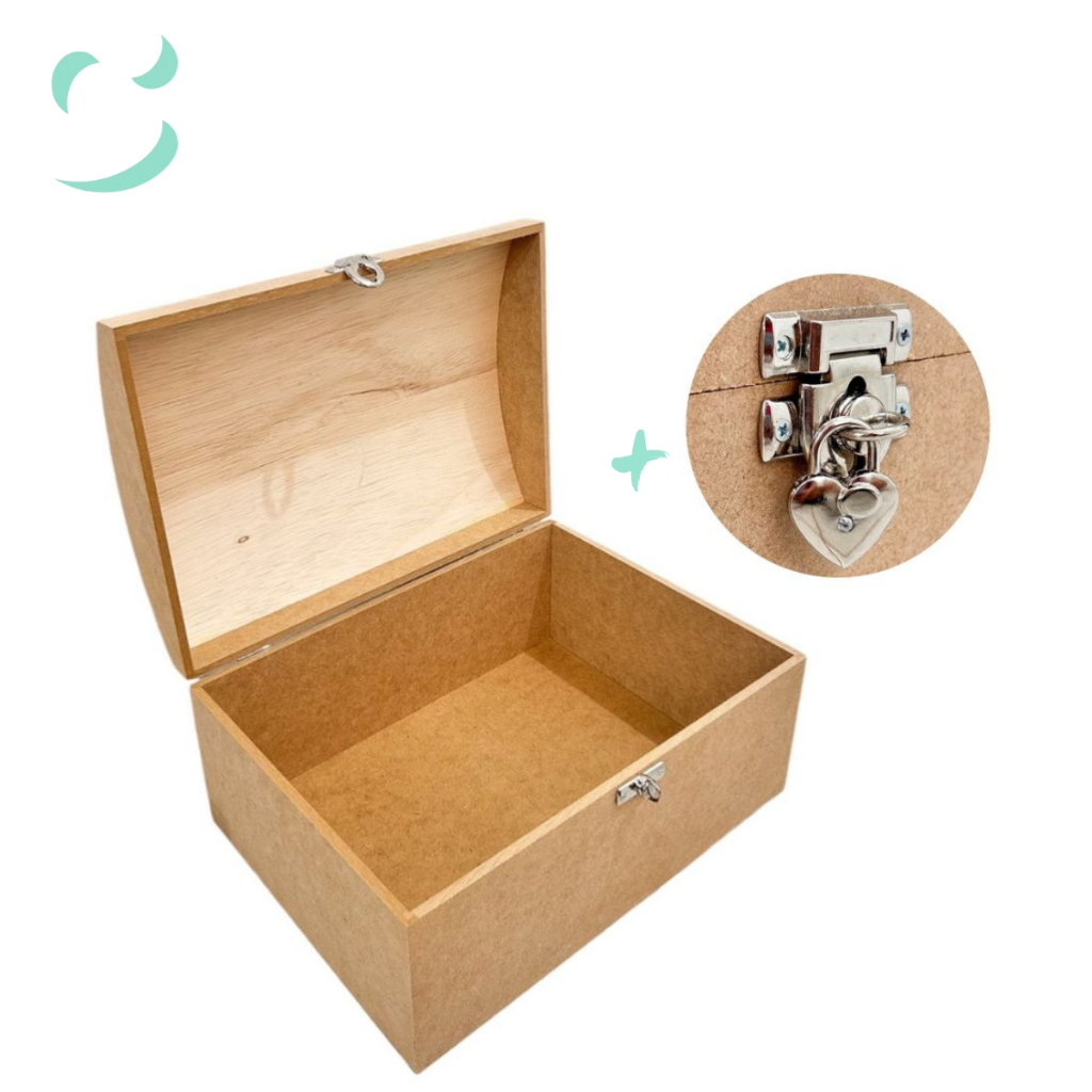 Bau grande abaulado com fecho para cadeado com brinde cadeado prata em Oferta na Shopee