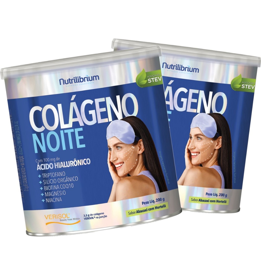 Kit 2x Colágeno Verisol Com Triptofano Magnésio Noite 200g Nutrilibrium em Oferta na Shopee