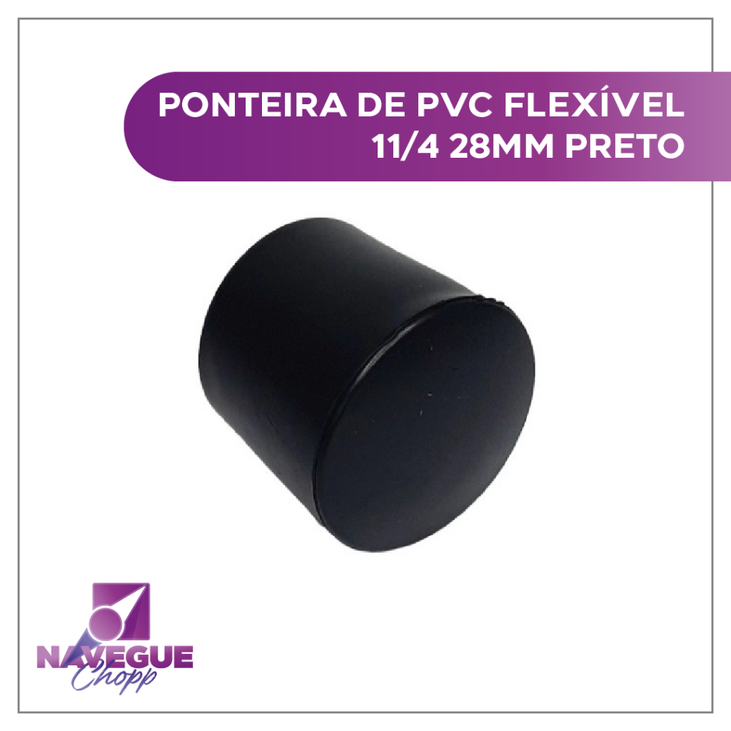 Ponteira Protetora de PVC Flexível 11/4 Preto - Design Externo para Tubos de 28mm e Cabos de Piscina e Remo"