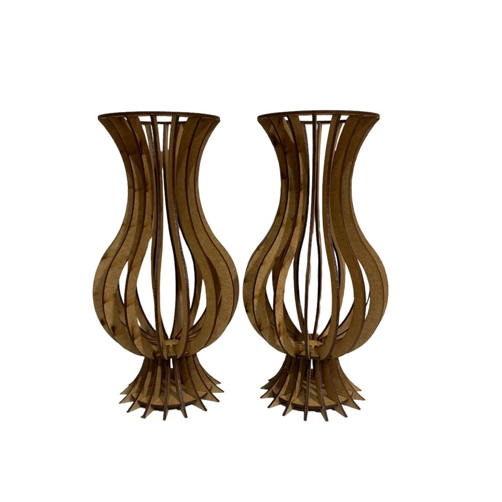 Kit 2 Vasos Lisos P Em  Mdf Crú