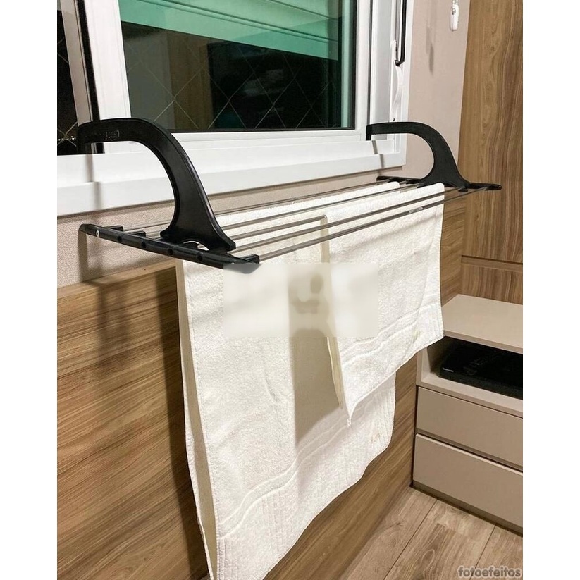 Varal Pregador De Roupa Portátil Retrátil De Janela Aço Inox Apartamento Varanda Seca Calcinha