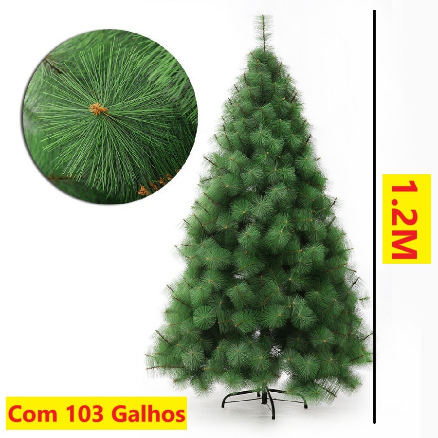 Árvore De Natal Pinheiro Apoio De Metal 1,20M Com 103 Galhos Verde Sala Natal Família Natalina
