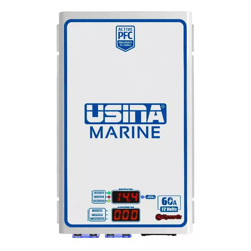 Fonte E Carregador De Bateria Nautico Usina Marine 12v 60a em Oferta na Shopee