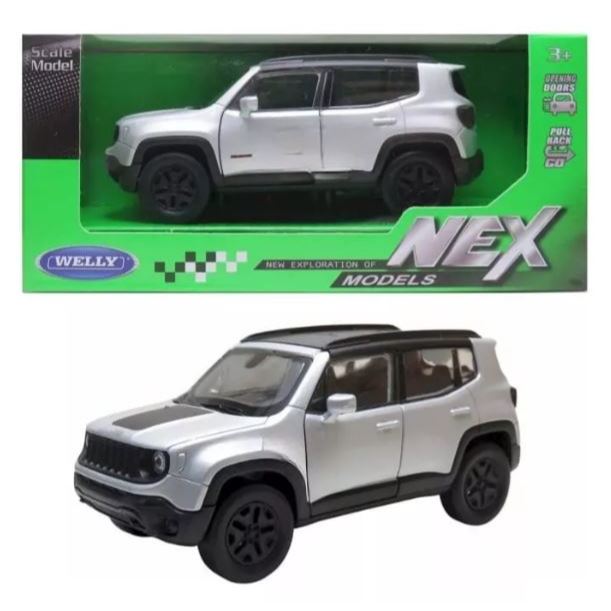 Miniatura Carro Jeep Renegade Trailhawk Pull Pack 1/32 - Welly Coleção Metal