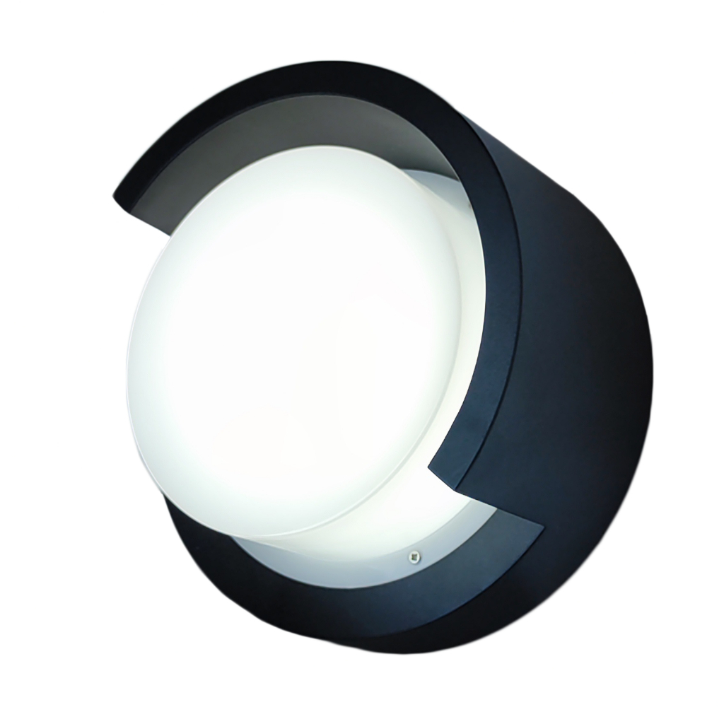 01 Arandela Preta Redonda Luminária Parede Muro + Lâmpada Led G9 7w Alta Performance