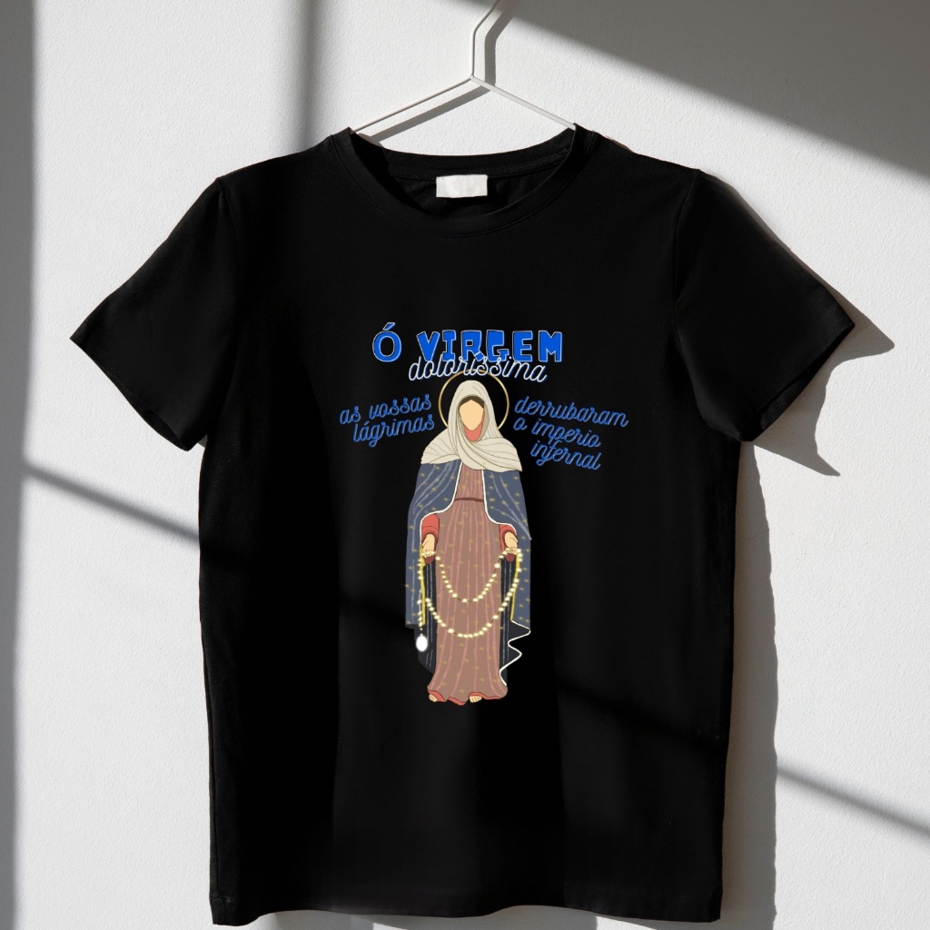 Camiseta Unissex Nossa Senhora das Lágrimas Católica Plus Size em Oferta na Shopee