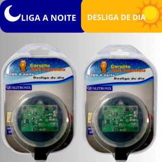 KIT 2 Relé fotoelétrico Fotocélula Bivolt liga noite desliga dia Qualitronix QR51 Corujito - 2 UN em Oferta na Shopee