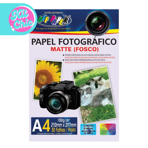 Papel Fotográfico Matte Fosco A4 180g Off Paper em Oferta na Shopee