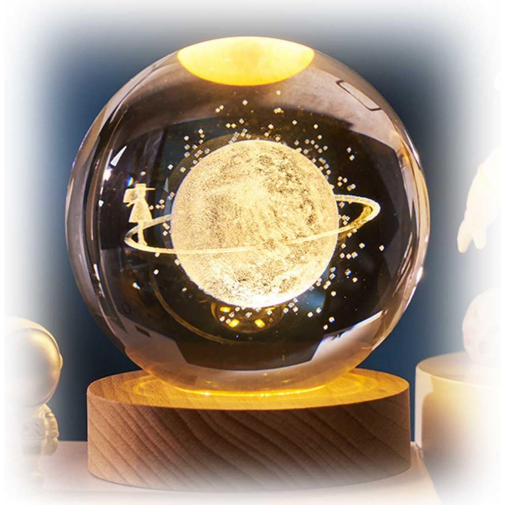 Luminária Decorativa de mesa globo de LED bola de cristal 3d enfeite universo USB em Oferta na Shopee