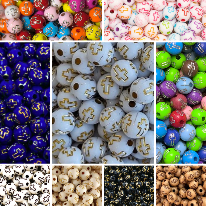 180 miçanga desenho de CRUZ 8mm 50gr para terço católico rosário e pulseira DIY RWR