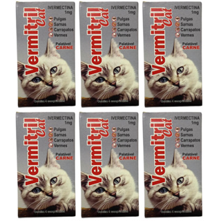 Vermitril GATOS - Anti Pulgas, Carrapatos, Vermes, Sarnas 24 Comprimidos mastigáveis em Oferta na Shopee